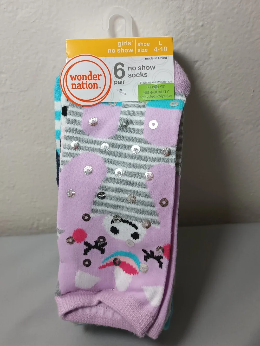 Wonder Nation Girls' No Show Animal Socks